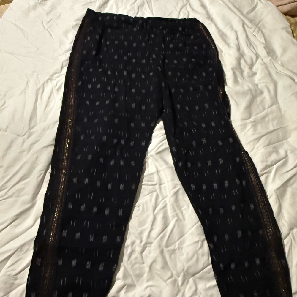 Anthropologie Pants Women M Black Leggings High Rise Aztec Tribal Beach Pull On